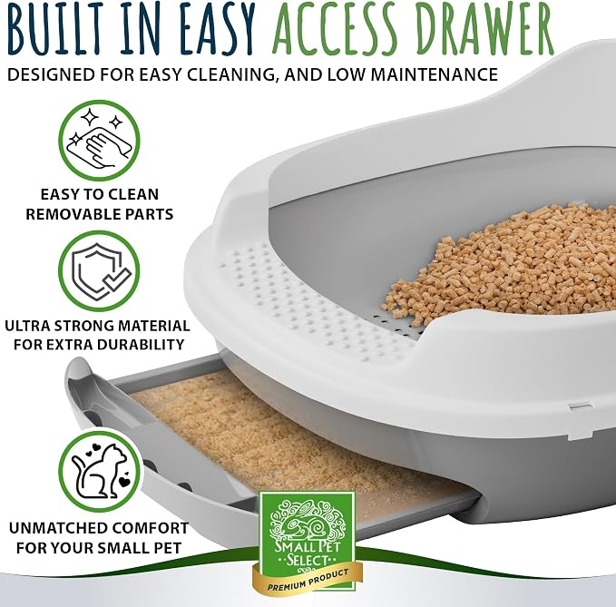 Small Pet Select - Sifting Cat Litter Box, with 5 Pee Pads and Litter Scoop, Premium System for Cats and Other Small Animals, Tidy and Easy to Clean with Drawer, Scoop, and Removable Tray | Tidy Easy-Clean Sifting System, Drawer, Litter Scoop & Removab... - Image 2