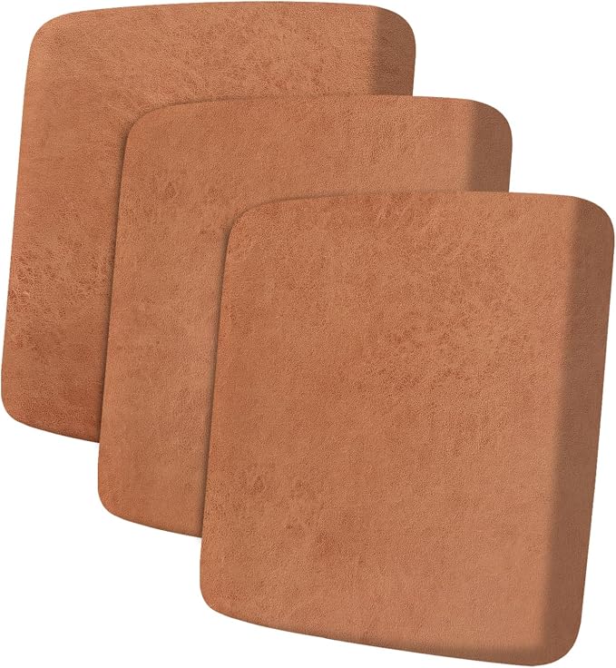 ANARACHON Leather Look Couch Cushion Covers Sofa Seat Slipcovers Sets Couches Furniture Protector for Sectional Armchair Loveseat Pets Kids Stretch Spandex Fabric (3 Cushion Sofa, Pinkish Brown) by ANARACHON