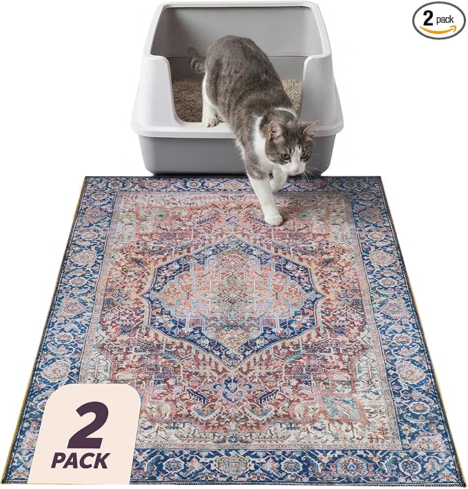 Lovewag Cat Litter Mat, Litter Box Mat, Rustic Terracotta, 16x24, 2 Pack | Washable litter mat cover, kitty litter mat & cat mat for litter box, litter trapping mat, prevents tracking, multi-cat by Lovewag