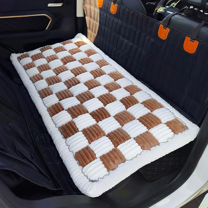 Dog Bed for Car Back Seat, Non-Slip Backseat Pet Mat for Trucks & SUVs | Plaid Flannel, Quilted PP Cotton Filling, Non-Slip Backing, Machine Washable, Fits Backseat Extenders, Trucks & SUVs by AEEISHOMEREFORM