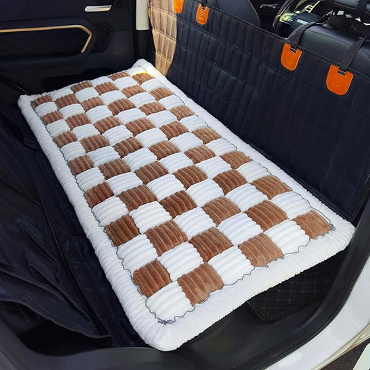 Backseat Pet Bed Mat, Truck Plaid Dog Bed for Car Back Seat, Deluxe Dog Seat Covers, Non-Slip Travel Pet Mat, Fit for Backseat Extenders and Trucks SUVs