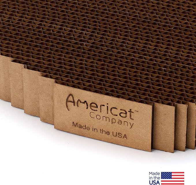 Cat Scratcher by Americat – Made in USA Cardboard Scratching Pad & Lounger – X Large, 2-Sided, Heavy, No-Shedding, Long-Lasting (Corner) - Image 5