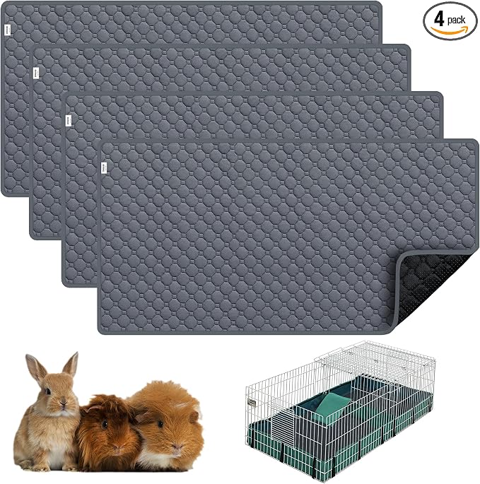Guinea Pig Cage Liners, 49"X24" Washable Guinea Pig Bedding for Midwest Cage 4 Pack, Reusable & Anti Slip & Waterproof, Absorbent Guinea Pig Pee Pad for Small Animal, Rabbit, Bunny, Chinchilla by cimiycob