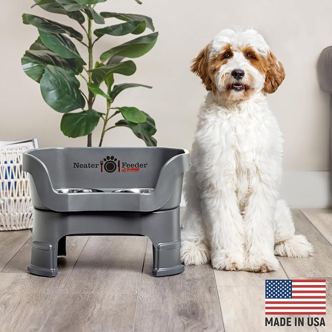 Neater Feeder Deluxe Mess-Proof Elevated Dog Bowls for Medium Dogs (19–40 lbs), 2 Height Adjustable (10” & 12.5”) No-Spill Raised Dog Bowl Stand, Stainless Steel Food Bowl Set, Made in USA, Gunmetal - Image 2