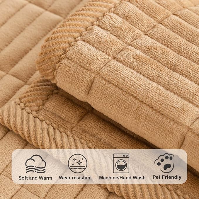 Velvet Washable Dog Couch Cover, Non-Slip Waterproof Pet Sofa Protector for Cushion Sectional, L-Shaped Sofa & Loveseat, Machine Washable(1PC/27.6"x90",Khaki) - Image 4