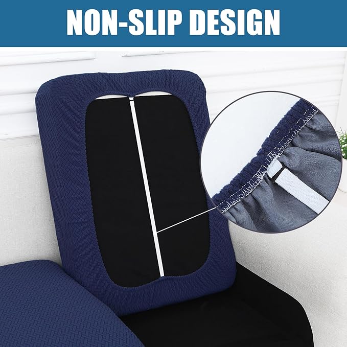 Smiry Waterproof Couch Cushion Covers, Non Slip Seat Cushion Covers | Stretch Jacquard Sectional Sofa Slipcover, Washable Elastic Furniture Protector for Pets, Kid, Medium, Navy - Image 3