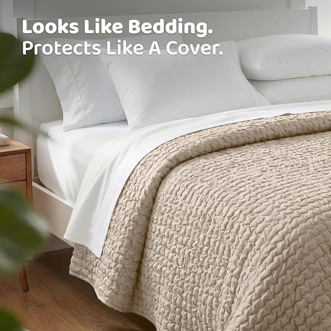 PAULATO BY GA.I.CO. Waterproof Blanket for Bed – King Absorbent Couch Cover – Machine Washable Stain-Resistant Pad for Large Sofa – Pets Cat & Dog Friendly Furniture Protector - Macadamia - Image 5