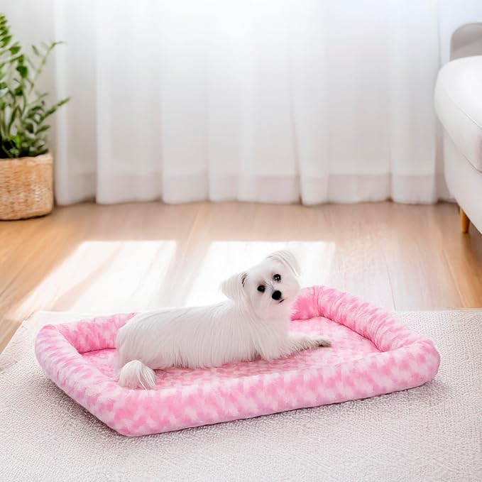 MidWest Homes for Pets QuietTime Fashion XS Dog Bed - Pink Faux Fur Bolster, Ultra-Soft and Machine Washable, Fits 22-Inch Crates and Carriers, for Small Dogs and Cats - Image 2