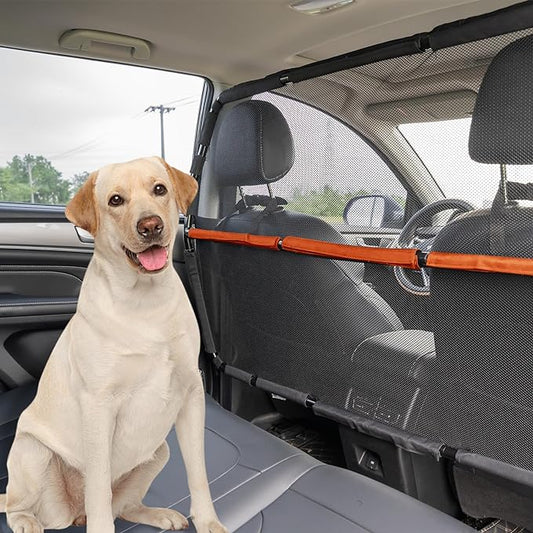 Dog Barrier Car SUV 56" Wide Gate Divider for Seats & Cargo Area | Sturdy Escape-proof See Through Net Mesh Pet Car Barrier Foldable Gate Divider for Trucks, Large SUV & Full Sized Vehicles by FurggisPet