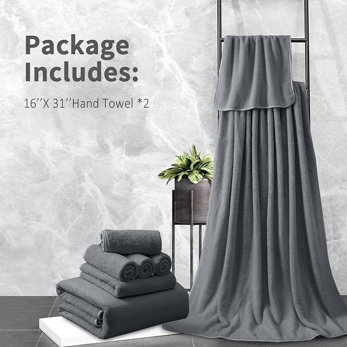 Premium Towel Set 2 Pack Hand Towel 16" x 31",Ultra Soft Highly Absorbent Hand Towel | Durable | Quick Dry | Multifunctional | Luxury Towel for Bathroom Hotel Kitchen Gym,Dark Grey - Image 7