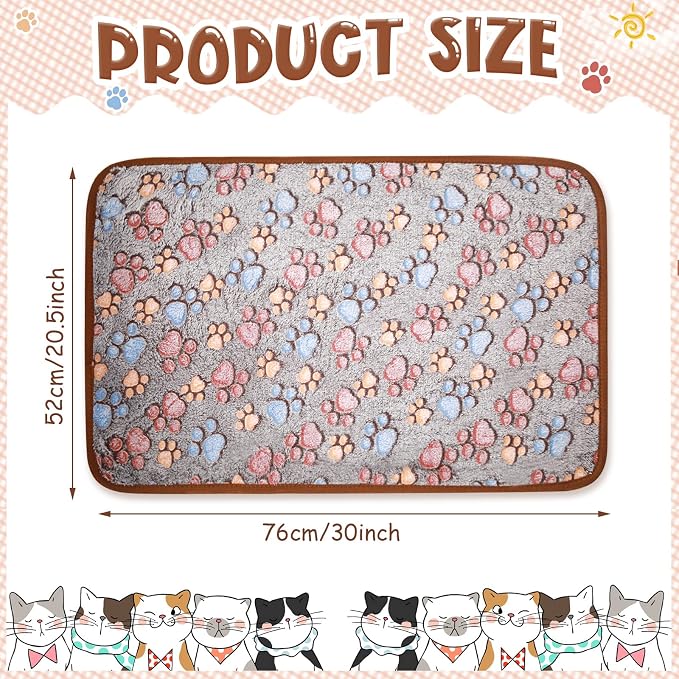 Tatuo 4 Pack Fleece Dog Blankets for Puppy Cats Multi-Size Sleep Mat for Pet Guinea Pig Soft Washable Crate Bed Puppy Teething Toys Print Pattern Warm Blanket Indoor(Black,30 x 20.5 Inch,Paw) - Image 3