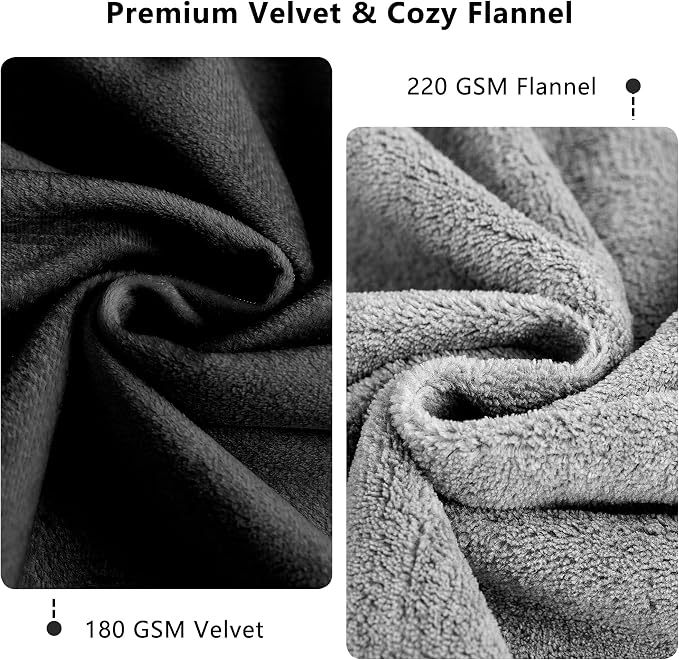 Waterproof Blanket for Dogs - Reversible Furniture Protector | TPU Leak-Proof Liner, Soft Velvet & Flannel Pet Throw, Machine Washable, For Couch and Bed, 82" x 108", Black/Lightgrey - Image 3