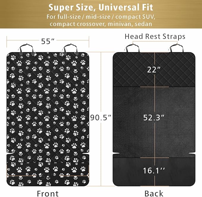 F-color SUV Cargo Liner for Dogs - Heavy Duty Cargo Cover for Mid-Size SUVs | Water Resistant, Bumper Flap, Non-Slip Mat, Car Trunk Dog Car Seat Cover Prevents Scratches Pet Hair Mud Dirt for Sedans Vans - Image 2