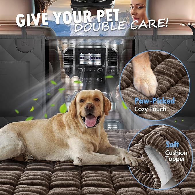 Dog Bed for Car Back Seat, Non-Slip Backseat Pet Mat XL, 59”X27.5” | Soft Blanket for Travel, Plaid Flannel, Quilted PP Cotton Filling, Non-Slip Backing, Machine Washable, Fit Backseat Extenders - Image 3