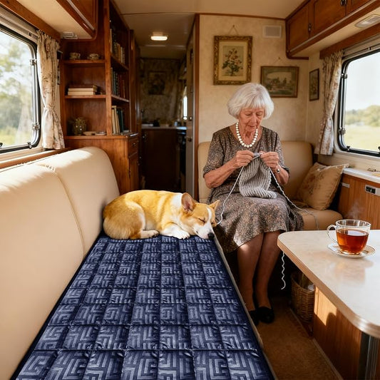 Paw Cart Couch Cover Caravan Quilted Sofa Topper Greek Key Pattern Washable Non Slip Soft Pet Protector for Any Type of Couch (Blue,W 63“ x D 35” 1 Piece) by ZYXFYY