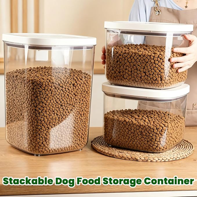 TBMax Dog Cat Food Storage Container 10 Lbs, Stackable Pet Food Dog Treat Container with Pop Up Lids, Airtight Food Storage Bin for Kitchen Organization - Image 5