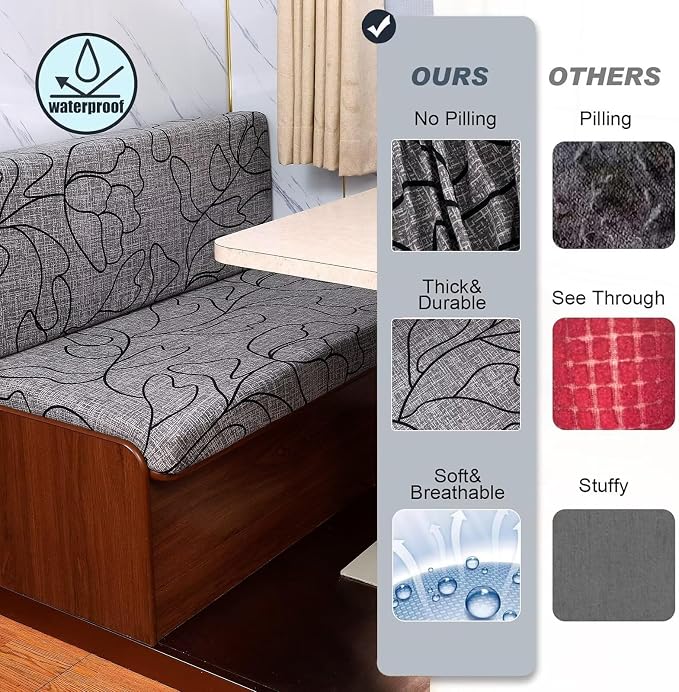 NILUOH RV Dinette Cushion Covers Waterproof Couch Cushion Slipcovers Stretch Camper Cushions Cover Replacement Sofa Slipover for Travel Trailer Couch Includes 2 Backrest Cover & 2 Bench Cover,03 - Image 5