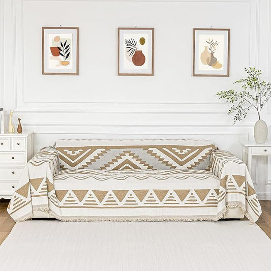 MYSKY HOME Couch Cover for Sectional Sofa Set for Dog Cat Pets Couch Cover 3 Seat Sofa Chenille Boho Geometric Furniture Sofa Cover Washable Couch Protector Multi-Use Couch Covers Blanket,71" X134" by MYSKYHOME