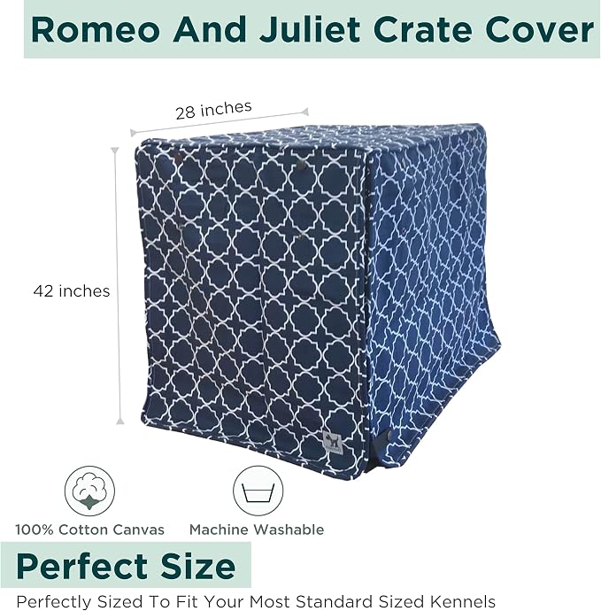 Molly Mutt Romeo & Juliet Dog Crate Cover, 100% Cotton Canvas Cover with 2 Roll-Up Panels, Ideal for Dog or Cat Crate, Durable, Washable, and Free of Harmful Chemicals, 42" x 28" x 31" - Image 3