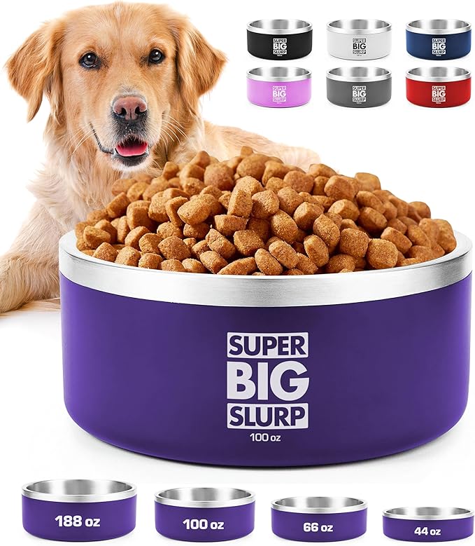 Tuff Pupper 100 oz Heavy Duty Insulated Stainless Steel Dog Bowl for Large Dogs, Non-Slip Base, Dishwasher Safe by TuffPupper