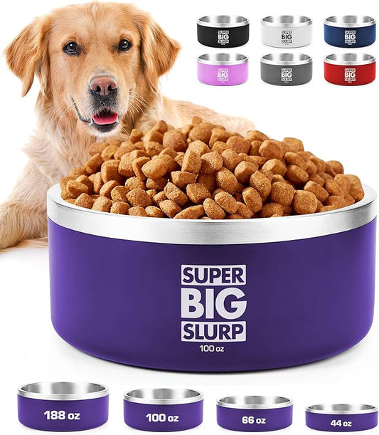 Tuff Pupper 100 oz Heavy Duty Insulated Stainless Steel Dog Bowl for Large Dogs, Non-Slip Base, Dishwasher Safe by TuffPupper