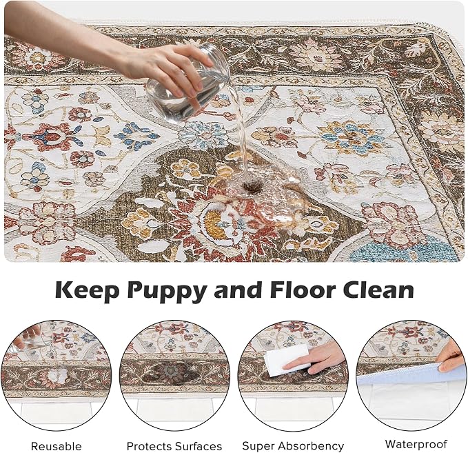 INVENHO 2PACK Washable Pee Pads for Dogs 60"x48" Reusable Dog Pads Extra Large Upgrade Non-Slip Dog Pee Pads Heavy Absorbency Puppy Pee Pads Quick Dry Whelping Pads/Waterproof Puppy Training Pad - Image 2