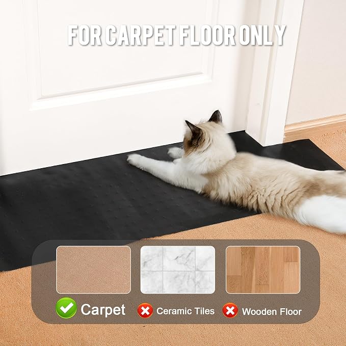 Uross Carpet Protector for Pets - 3.6FT Black Cat Carpet Protector for Doorway, Anti Scratch Under Door Cat Scratch Protector Mat - Image 5