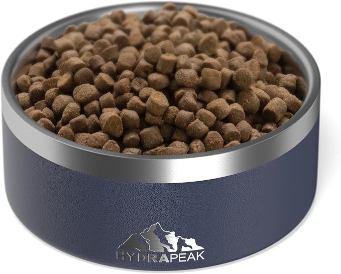 Hydrapeak Dog Bowl; Non Slip Stainless Steel; Water and Food Dish; Large Sized and Small Dogs; 32oz 64oz; Multiple Sizes; 4 Cup | Navy - Image 2