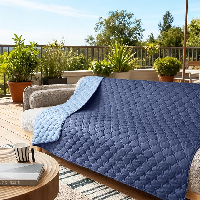 gogobunny 100% Double Sided Waterproof Dog Blanket Soft Pet Bed Cover Reversible Protect Furniture Couch Sofa Car for Puppy Large Dog Cat (Dark Navy/Light Navy, 82x82 Inch (Pack of 1)) - Image 8