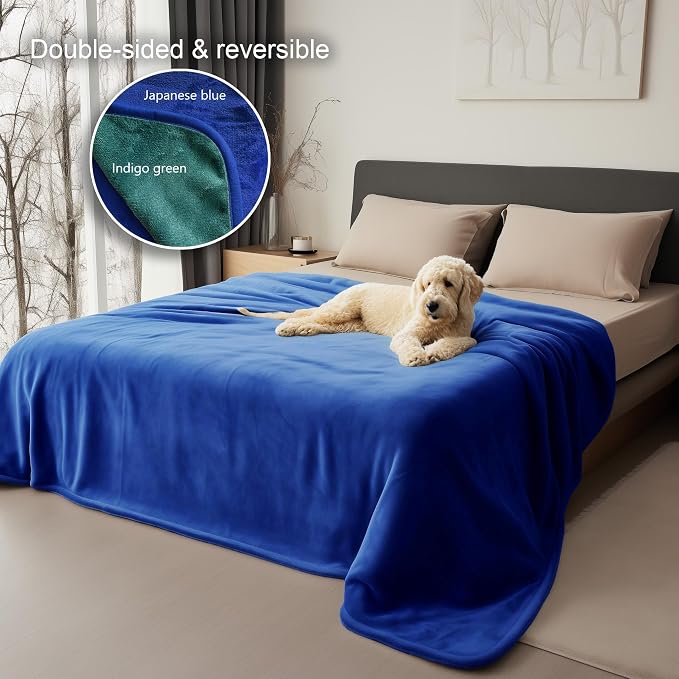 Waterproof Throw Blanket – Leakproof, Spill-Proof Flannel Blanket for Bed, Couch, Kids & Pets Protection, Reversible Water-Proof Design (Navy Blue & Abyss Green, 40x60) - Image 6