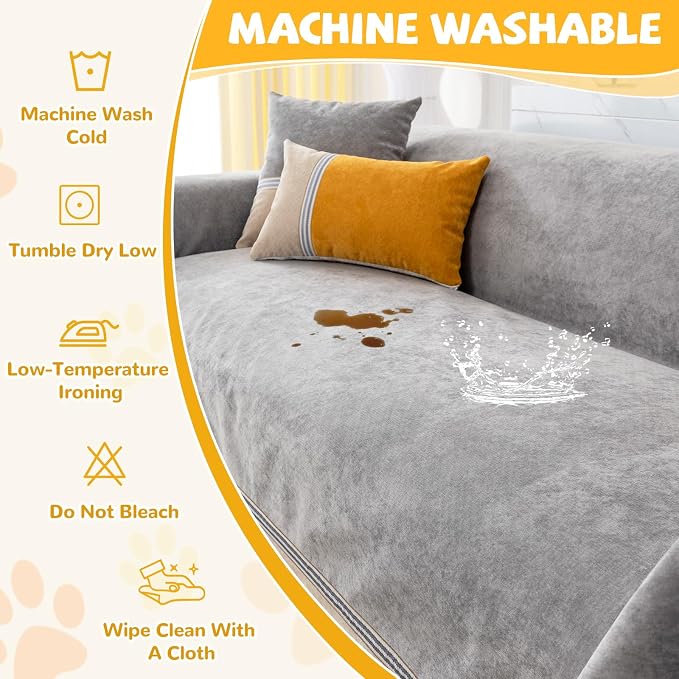 Waterproof Non-Slip Couch Cover for Pets & Dogs, Gray 79" x 150" | Pet Sofa Cover, Washable, Pet Friendly, Anti Cat Scratch, Furniture Protector, for 3 Cushion Couch Sectional L Shaped Sofa - Image 8