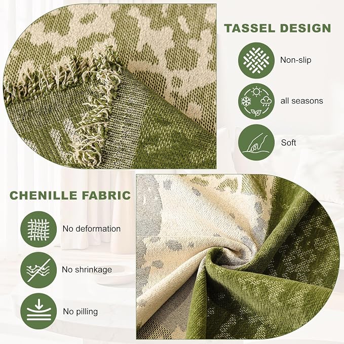 ROOMLIFE Boho Couch Covers for Sofa Washable for 3 Cushion Couch Chenille | Furniture Protector Sofa Couch Cover for Dogs, Soft Breathable Sofa Slipcover, Couch Throw Blankets with Tassels 71''X134'' - Image 3