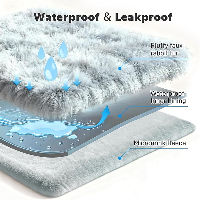 Waterproof Dog Blanket for Sofa Bed Couch, Couch Cover Blanket Fluffy Faux Rabbit Fur Reversible Furniture Protection, Pet Blanket for Medium Large Dogs Cats - Image 4
