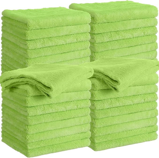 Shimeyao 30 Pcs 16 x 16 Inch Edgeless Microfiber Plush Towels for Cars Detailing Drying Wash Polishing Absorbent Cleaning Cloths, 500 GSM(Green) by Shimeyao