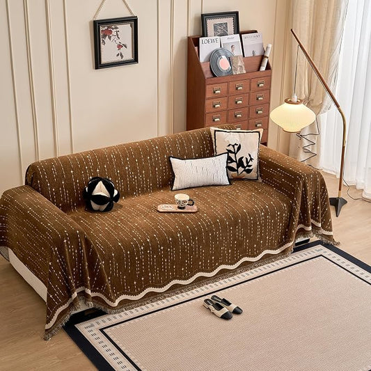 ROOMLIFE Couch Cover Boho Sofa Covers for 3 Cushion Couch Washable, Furniture Protector Sofa Couch Cover for Dogs, Soft Breathable Sofa Slipcover, Couch Throw Blankets with Tassels 71''X118'' by ROOMLIFE