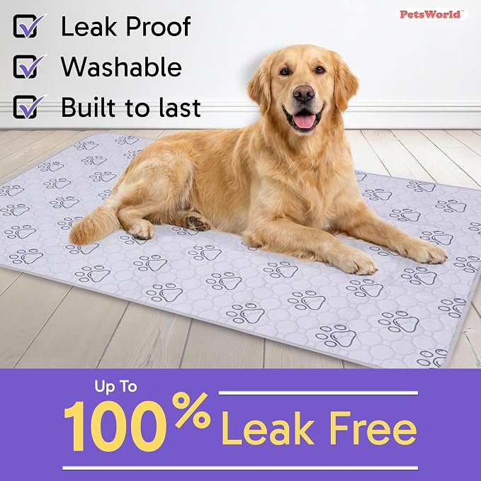 PETSWORLD Washable Reusable Dog Pee Pads (Pack of 8) – 34” x 52” Extra Large Training Pads with Non- Slip Backing – Waterproof, Leakproof, Absorbent Pet Pads for Puppies & Dogs - Image 2
