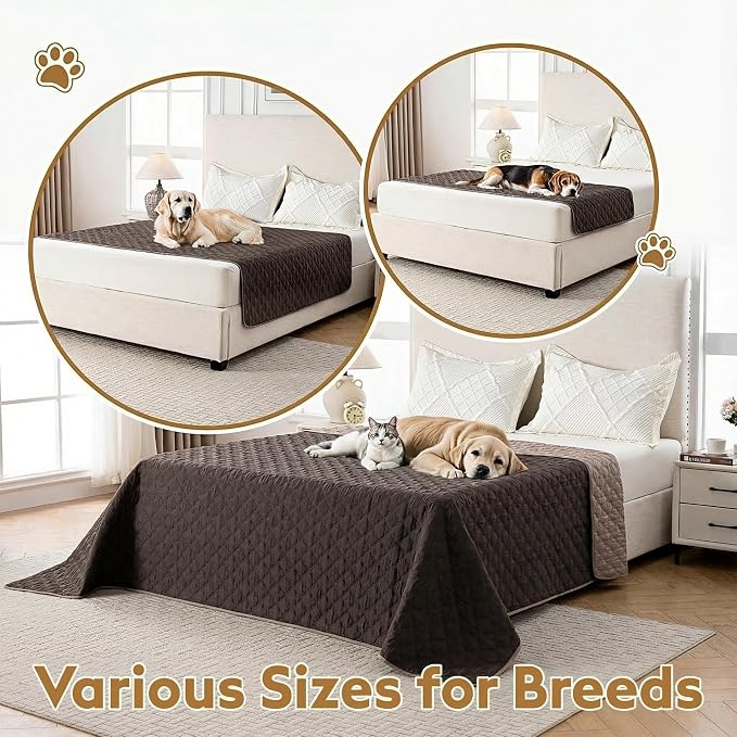 FunFurry Waterproof Dog Blanket, Couch Cover for Dogs Washable, Reversible Dog Bed Cover, Couch Furniture Protector. (Dark＆Light Brown, 30 X 53 Inch - 1 Pack) - Image 4