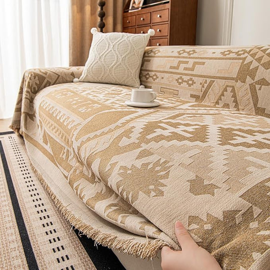 ROOMLIFE Couch Cover 3 Cushion Sofa, Washable Non Slip Furniture Sofa Protector Cover, Soft Chenille Sofa Slipcovers Sectional L Shape Dogs Couch Cover Throw Blanket with Tassels 71''X118'' by ROOMLIFE