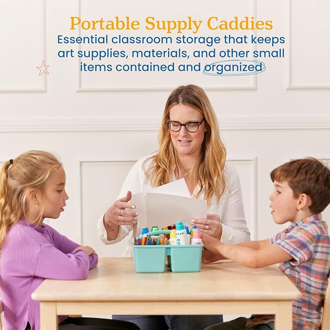 ECR4Kids 4-Compartment Medium Plastic Caddy, Multipurpose Organization, Contemporary, 6-Pack - Image 3