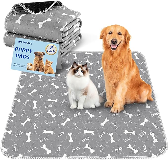 Washable Pee Pads for Dogs Large 72" x 72" 2-Pack Reusable Puppy Pads Pet Training Pads, Fast Absorb Dog Mats, Waterproof Whelping Pad, Non-Slip Protects Against Urine Leakage by Baodan