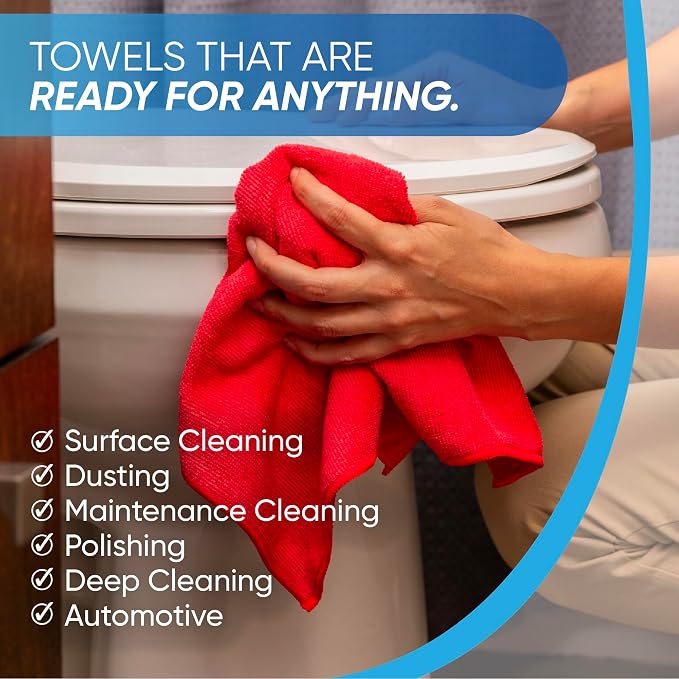 Bulk 16" x 16" All Purpose Microfiber Towels Wholesale - Case Quantity (200 Count) | Large | No Fraying | High Density Microfiber | Zero Chemical Cleaner | Long-Lasting (Black) - Image 4