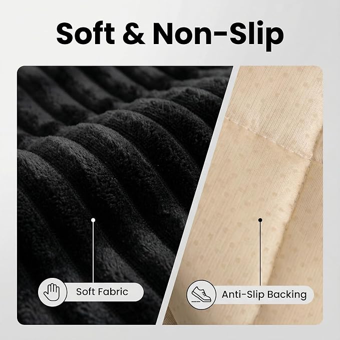 Non-Slip Sectional Couch Covers, Washable Pet Friendly Furniture Protector for Dogs Cats, Soft Thick Slipcover for L-Shaped Sofa (Sold by Piece, Not Set) (Black, 27.6"x82.5") - Image 3