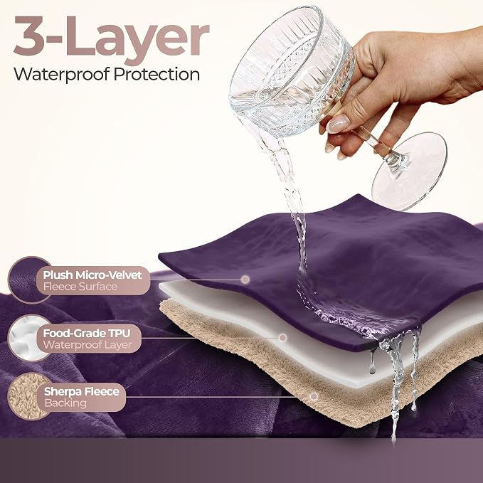 Sacred Weapon Waterproof Blanket for Bed Intimacy – Sherpa Fleece Intimacy Blanket – Love Throw for Couples – Manta Impermeable para la Intimidad – Splash Stain Proof Mattress Protector – Purple 50x80 - Image 4