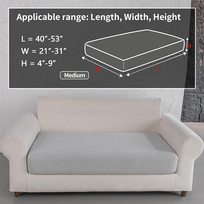OHSIO Couch Cushion Covers for Sectional Sofa, Stretch Soft Sofa Slipcovers Washable Wear-Resistant Universal Furniture Protector for Living Room(1 Piece Loveseat Cover, Light Gray) - Image 2
