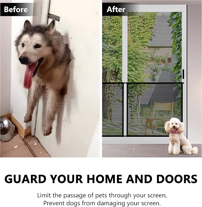 Guardian Steel Pet Grille Screen Door Protector for Dogs Pets Cats Scratch Protector Replacement (Black 30 Inch) Screen Door Guard Pet Proof Rv Screen Door Grill Guards (Black, 30 inch) - Image 3