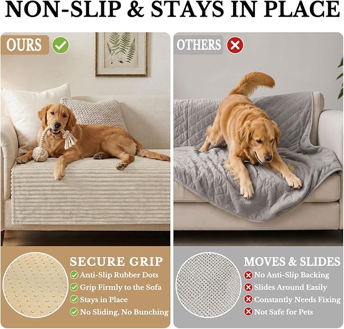 Smiry Waterproof Couch Cover for Dogs, Washable Non Slip Plush Protector | Waterproof Protection, Plush Flannel, Non Slip Backing, Pet Hair & Scratch Protection, Soft Cover (36" x 82.7") - Image 3