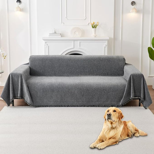 HAOMAIJIA Non Slip Couch Cover Sofa Covers for 2 Cushion Couch Washable sectional Couch Covers for Dogs pet Furniture Protector Couch Cover Blanket for Living Room (Grey, 71"x118") by HAOMAIJIA