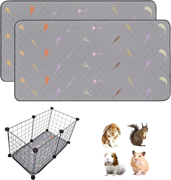 2Pcs Guinea Pig Cage Liners,Guinea Pig Fleece Cage Liners12''X24'' Super Absorbent Washable Pee Pads Reusable for Rabbit Hamster Chinchilla by LWYMX