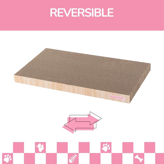Naomi 18" x 10" Reversible Corrugated Cardboard Cat Scratcher Pads with Catnip, 5-Pack, Oak Wood Finish Modern Furniture Protector CSR1009B - Image 6