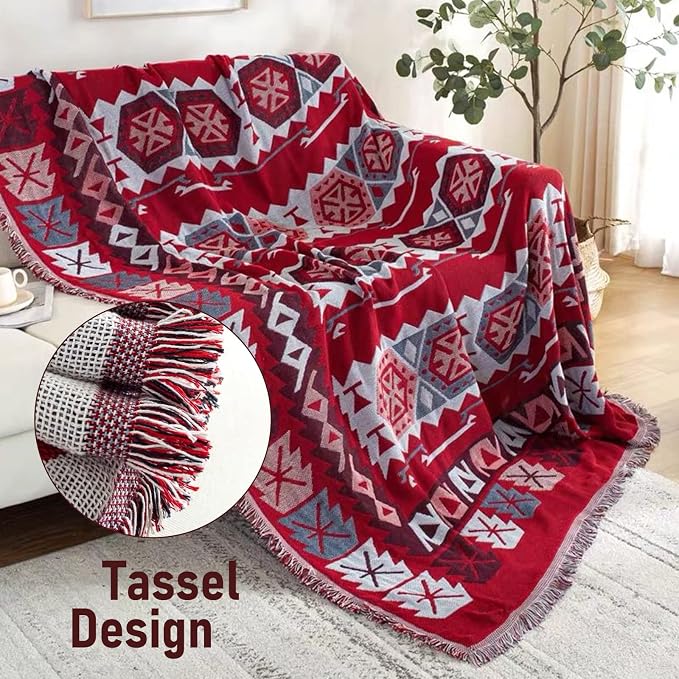 Homcosan Sofa Slipcovers Towel Reversible Couch Cover for 3 Seat Cushion Blanket Sofa Cover Bohemian Couch Slipcovers with Tassels Couch Protector for Pets, Kids （X-Large - Image 6